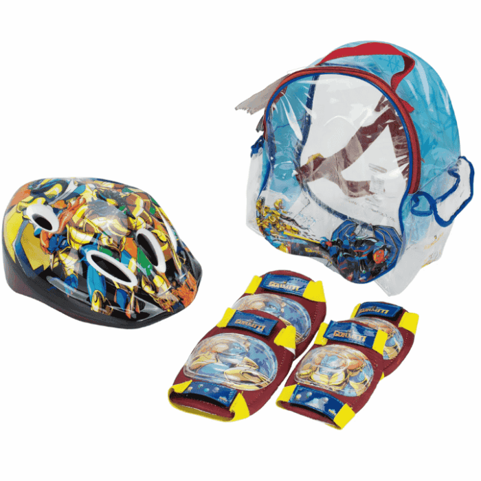 Mochila de Casco y Protecciones, con diseños exclusivos de Gormiti. Incluye divertida mochila. Protecciones para rodillas y codos Mochila de Casco y Protecciones, con diseños exclusivos de Gormiti. Incluye divertida mochila. Protecciones para rodillas y codos
