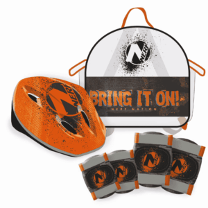Mochila de Casco y Protecciones, con diseños exclusivos de Nerf. Incluye divertida mochila. Protecciones para rodillas y codos. Set para principiantes. Calidad al mejor precio. De acuerdo a la normativa CE. +3 años