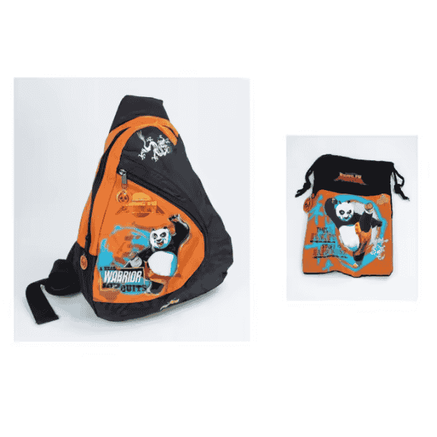 Pack mochila bandolera y bolsa portameriendas, con diseños exclusivos de Kung Fu Pack mochila bandolera y bolsa portameriendas, con diseños exclusivos de Kung Fu