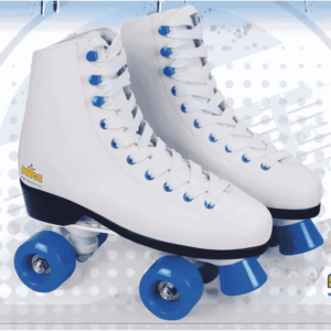 Patines de bota Roller con cordones, patines de 4 ruedas, Color Blanco y Azul, Talla 35. Para principiantes. Calidad al mejor precio. De acuerdo a la normativa CE. +5 años