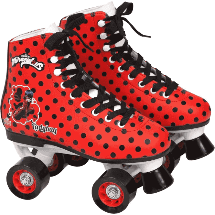 Patines de bota con cordones, patines de 4 ruedas, con diseños de Ladybug Patines de bota con cordones, patines de 4 ruedas, con diseños de Ladybug