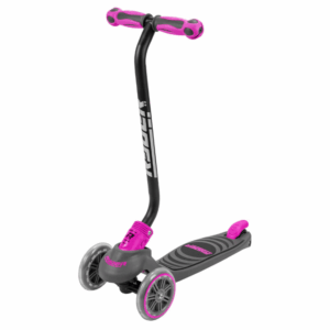 Patinete infantil de 3 Ruedas Ryder Neo, de color Fucsia y negro. Scooter de base antideslizante, puños ergonómicos, freno trasero y plegable. Calidad al mejor precio. De acuerdo con la normativa CE. +3 años