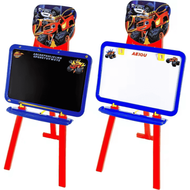 Pizarra infantil de 3 patas, de plástico, doble cara, con diseños exclusivos de Blaze and The Monster Machine Pizarra infantil de 3 patas, de plástico, doble cara, con diseños exclusivos de Blaze and The Monster Machine
