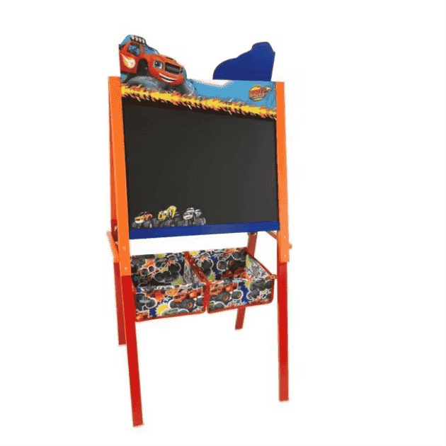 Pizarra infantil de 4 patas, doble cara, con cajones, con diseño exclusivo Monster Machine Pizarra infantil de 4 patas, doble cara, con cajones, con diseño exclusivo Monster Machine