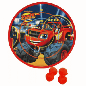 Diana infantil de velcro, con diseños exclusivos de Blaze and The Monster Machines  REGALO MINI BASKET Tablero de dardos de tela para niños y niñas. Con 4 bolas adhesivas. Calidad al mejor precio. De acuerdo a la normativa CE. +3 años)