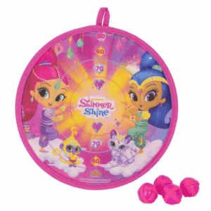 Diana infantil de velcro, con diseños exclusivos de Shimmer and Shine. Tablero de dardos de tela para niños y niñas. Con 4 bolas adhesivas. Calidad al mejor precio. De acuerdo a la normativa CE. +3 años