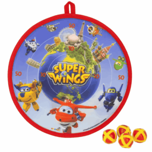 Diana infantil de velcro, con diseños exclusivos de Super Wings + REGALO MINI BASKET Tablero de dardos de tela para niños y niñas. Con 4 bolas adhesivas. Calidad al mejor precio. De acuerdo a la normativa CE. +3 años