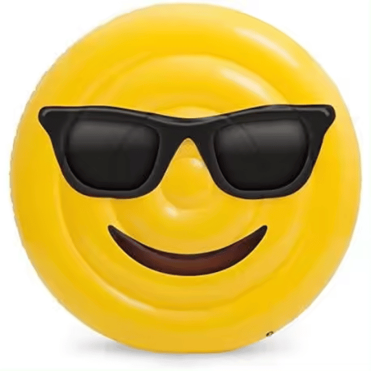 Emoji - Colchoneta Hinchable, en forma de Cara con Gafas Emoji - Colchoneta Hinchable, en forma de Cara con Gafas